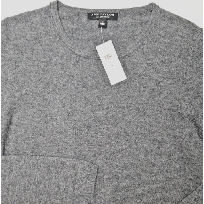 Ann Taylor Small 100% Cashmere Sweater Lightweight Pullover Gray Soft Cozy New S